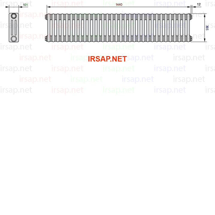 чертеж радиатора Irsap Tesi 30365-3230365-32-23-01